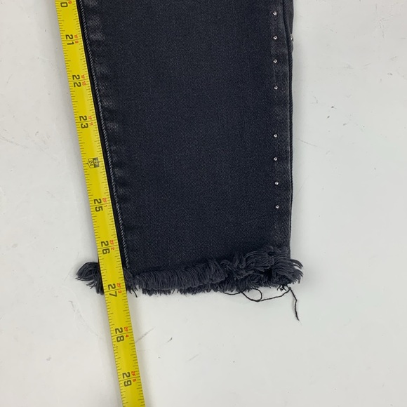 KanCan Faded Black Distressed Side Studs Raw Hem Jeans Sz 11/29 Stretch - Picture 14 of 16